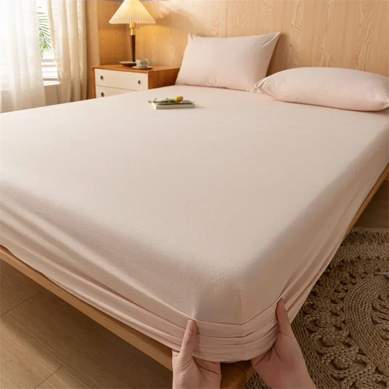 DecorBites™ Cotton Fitted Sheet with Elastic Bands for Single Double King Queen Bed