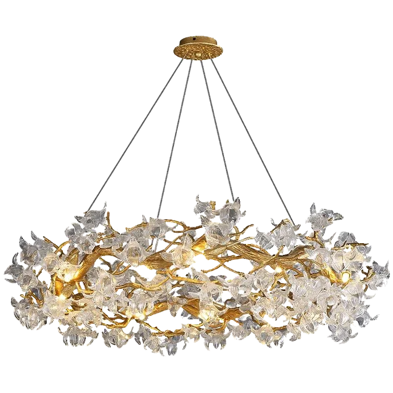 DecorBites™ Kapok Flower Glass Crystal Chandelier for Living Room Dining Bedroom
