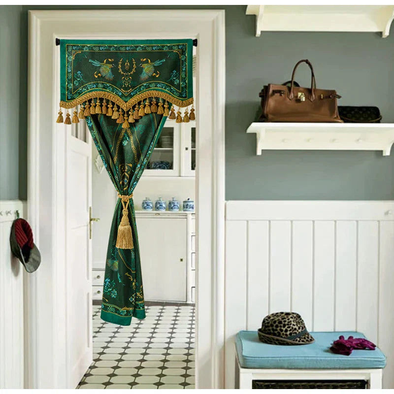 Cortinas opacas de terciopelo DecorBites™ Jardín Botánico - Verde esmeralda retro - Calidad de lujo