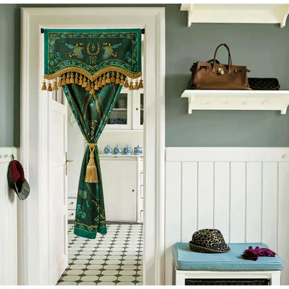 Cortinas opacas de terciopelo DecorBites™ Jardín Botánico - Verde esmeralda retro - Calidad de lujo