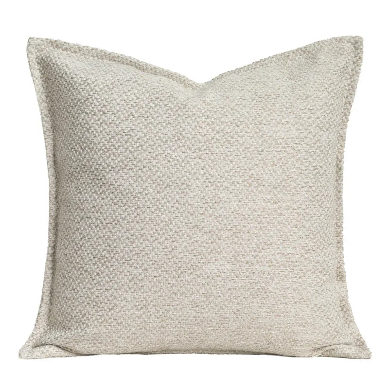 DecorBites™ Cappuccino Tone Geometry Embroidery Luxury Pillowcase 45x45cm Cream Khaki Gray