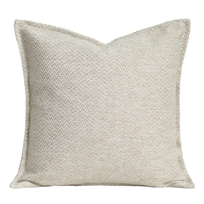DecorBites™ Cappuccino Tone Geometry Embroidery Luxury Pillowcase 45x45cm Cream Khaki Gray