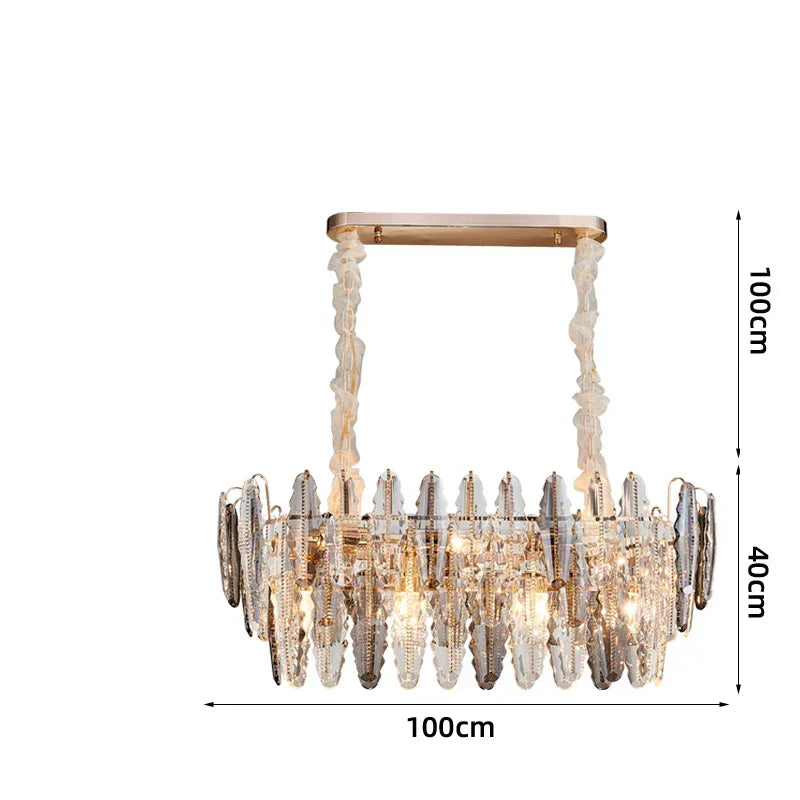 Decorbites™ Lámpara de Araña LED de Cristal Dorado para Mesa de Comedor