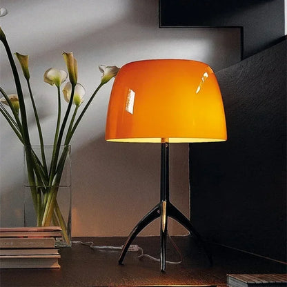 DecorBites™ Glass Shade Table Lamp: Designer Tripod Desk Light for Bedroom