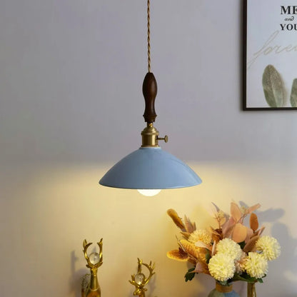 DecorBites™ Ceramic LED Pendant Lamp: Modern Wood Handle Hanging Light Fixtures