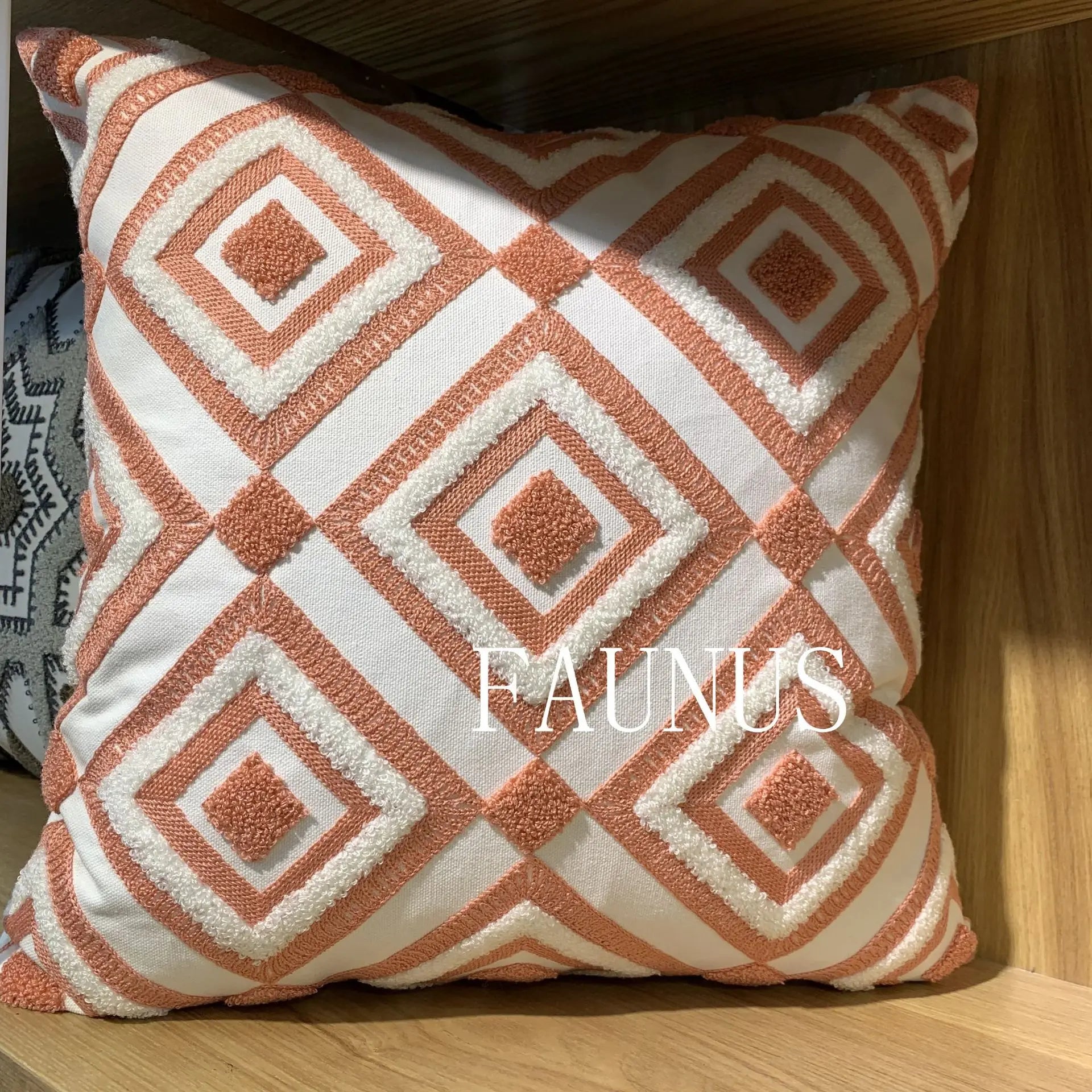 Leaf Embroidered Cotton Cushions