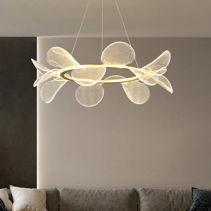DecorBites™ Gold Ring LED Pendant Light with Adjustable Dimming and Clear Acrylic Design