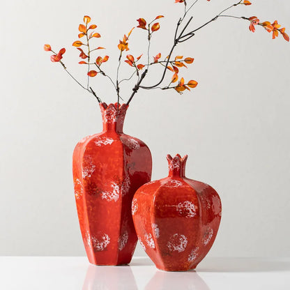 DecorBites™ Handmade Pomegranate Ceramic Vase: Stylish Home Decor & Flower Arrangement Accessory