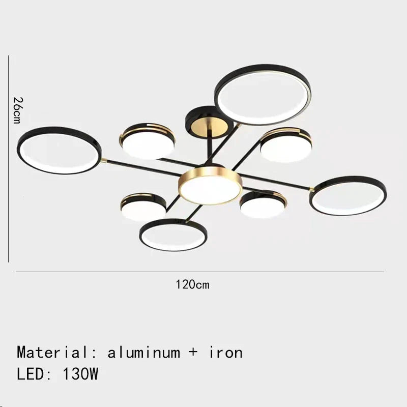 Decorbites™ Gold Schwarz Metall LED Kronleuchter – Minimalistisches 3-Farbtemperatur-Beleuchtung für Wohnzimmer und Restaurant