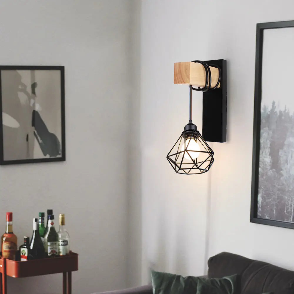 Decorbites™ Loft Amerikanisches Eisenholz Wandarmleuchte Vintage Käfigschutz Lampenschirm Armatur