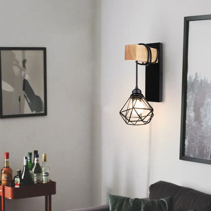 Decorbites™ Loft Amerikanisches Eisenholz Wandarmleuchte Vintage Käfigschutz Lampenschirm Armatur