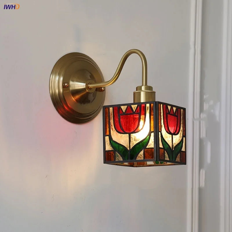 Lámpara de Pared LED Cúbica Decorbites™ para Sala de Estar y Comedor en Cobre y Vidrio Vintage con Espejo E27
