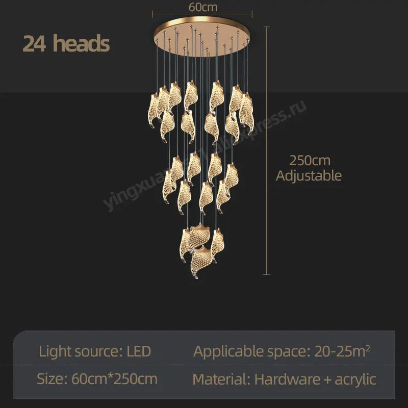 DecorBites™ LED Staircase Chandelier: Modern Loft Lighting Fixture for Living & Dining Room