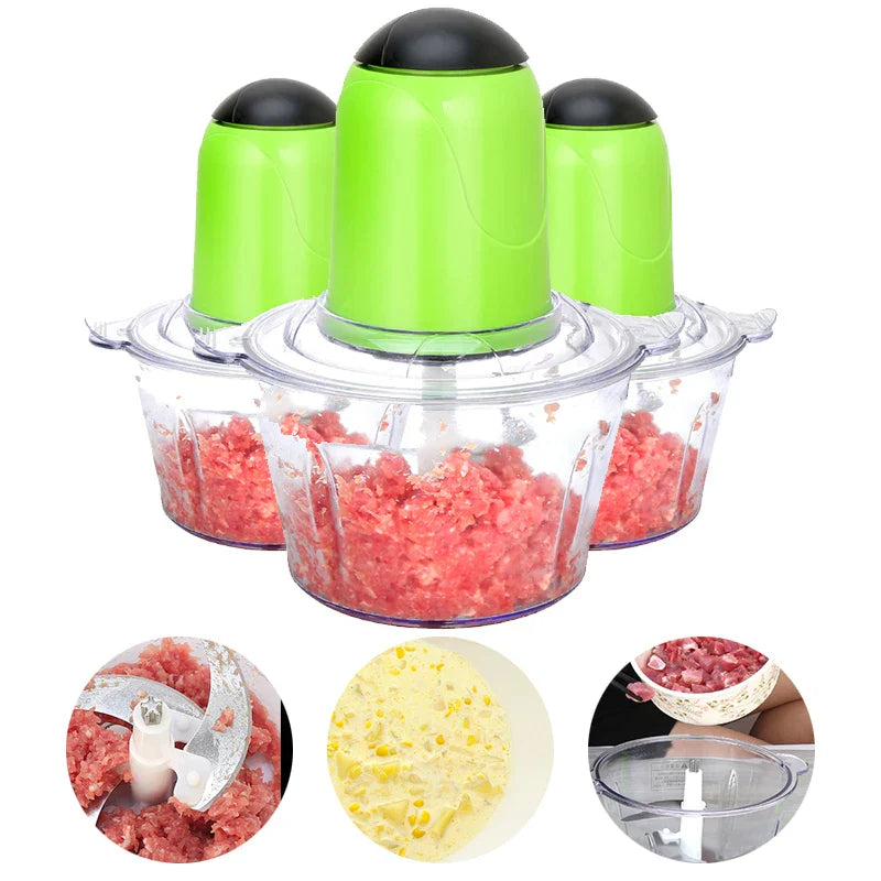 مفرمة وقطاعة لحوم كهربائية من ديكوربايتس™ سعة 2 لتر من الفولاذ المقاوم للصدأ - معالج مطبخ متعدد الوظائف