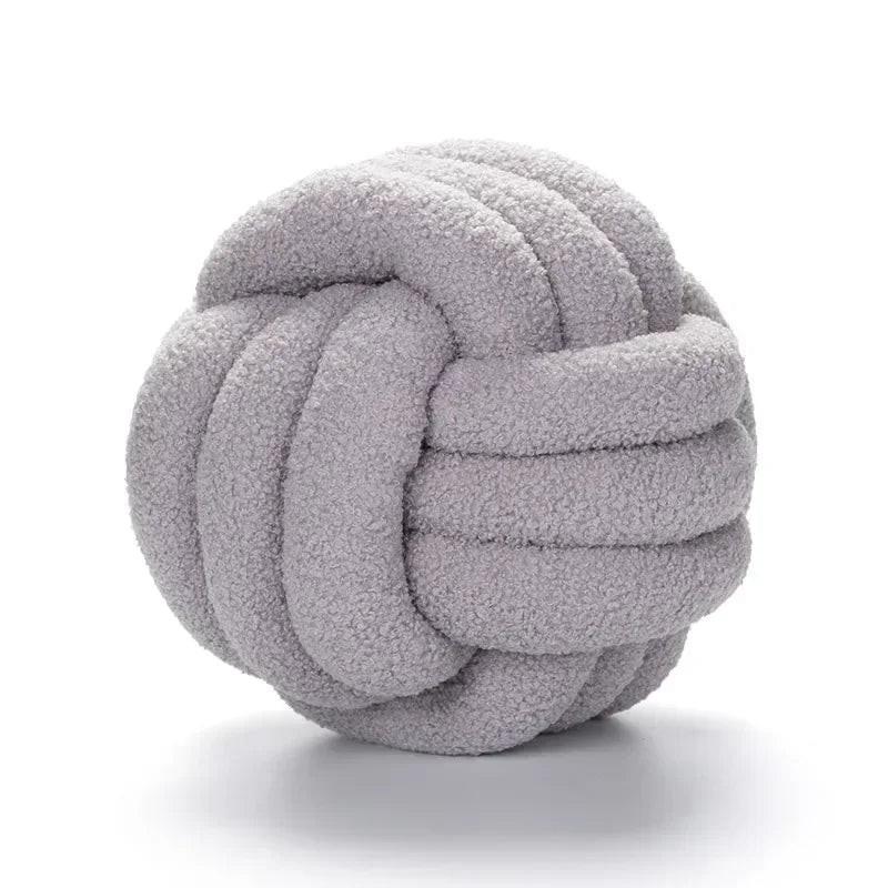 DecorBites™ Lamb Fleece Sofa Bed Pillows, High-End Knotted Ball Cushions for Elegant Living Room Decor