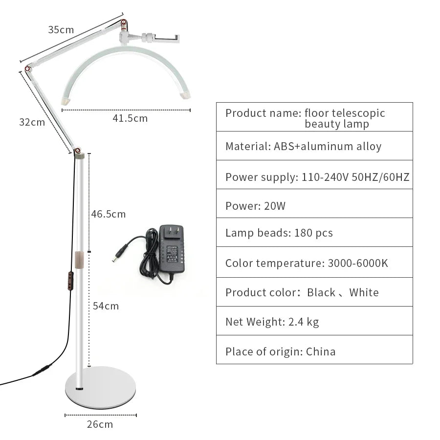 DecorBites™ LED Moon Beauty Floor Lamp for Eyebrow Tattoo & Eyelash Extensions
