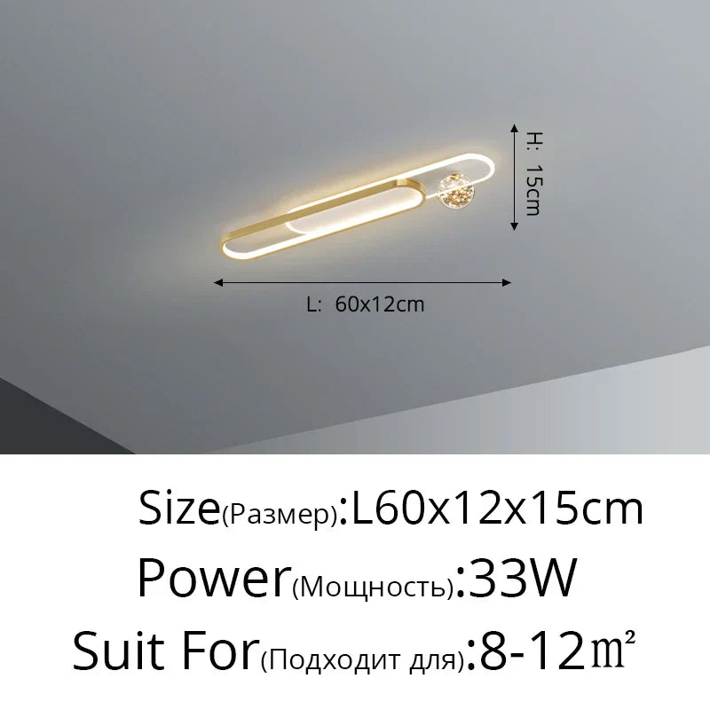 DecorBites™ Gold Starry Strip Flush Mount Ceiling Light Luxury Chandelier