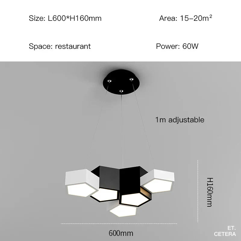 ثريا السقف LED Diamond Black White من DecorBites™ للمنزل والمكتب العصري