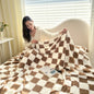 Decobites Plaid Coral Fleece Autumn Bed Blanket - Warm, Cozy, Skin-friendly for Winter