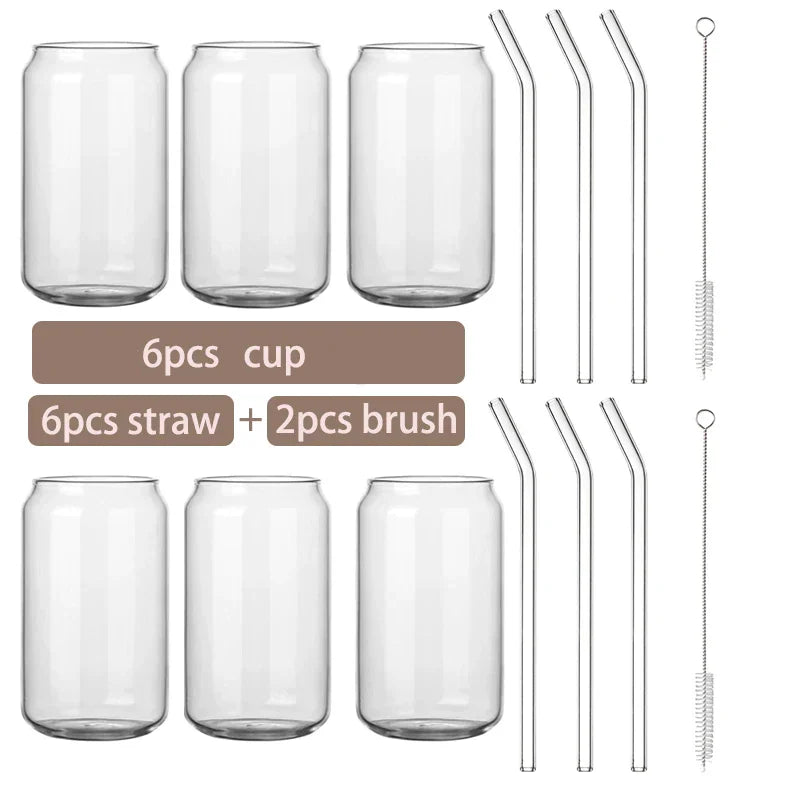 Juego de vasos de vidrio DecorBites™ con tapa de bambú: Taza para té de burbujas, café, vino o té con leche.