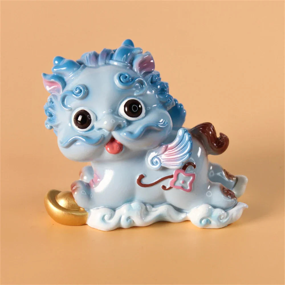 DecorBites™ Chinese Mythology Lion Figurines for Luck, Wealth, and Protection