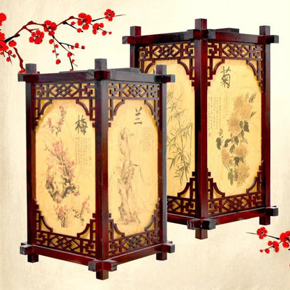 DecorBites™ Chinese Style Wood Lantern – Antique Sheepskin Pendant Light