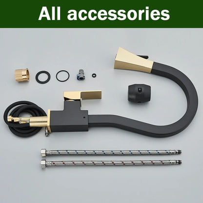 DecorBites™ Black Gold Kitchen Faucet with Flexible Pull Down Sprayer