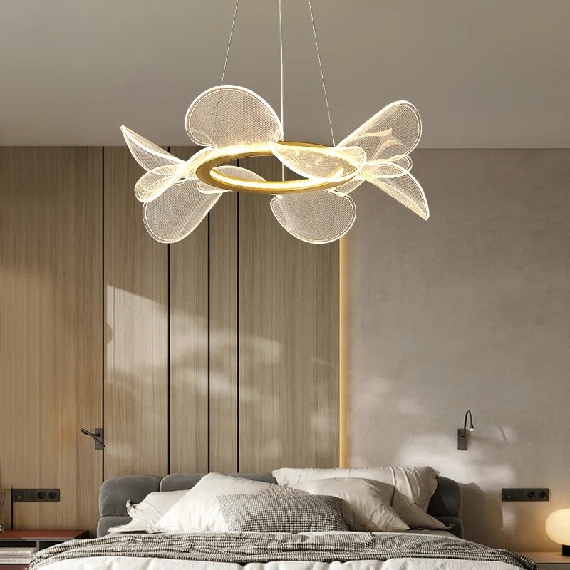 Lámpara de araña LED DecorBites™ con forma de flor: Lámpara colgante de acrílico de lujo para sala de estar moderna, dormitorio, cocina y comedor.