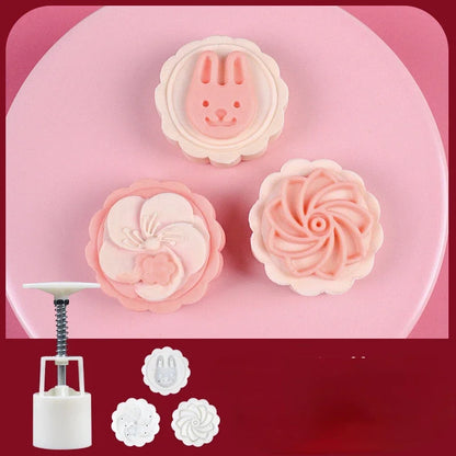 Molde DecorBites™ 3D para pastel de luna con forma de flor de cerezo, ideal para hornear durante el Festival del Medio Otoño.