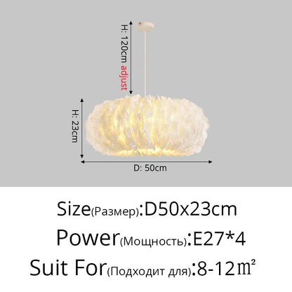 DecorBites™ Feather Decor LED Chandeliers for Living Room, Bedroom, Study & Children's Room