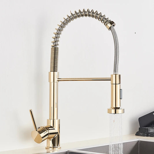 Brushed Gold Kitchen Faucet Pull Down