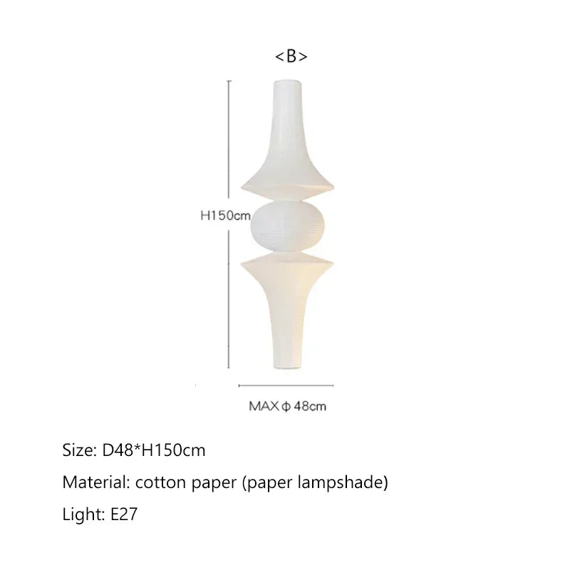 DecorBites™ Japanese Cotton Paper Pendant Lamp Wabi Sabi Chandelier with E27 Bulb