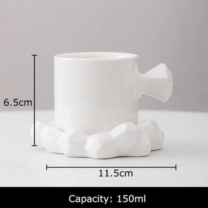 DecorBites™ Bowknot Decor Porcelain Cup & Saucer Set - Elegant Coffee Mug for Dining Table