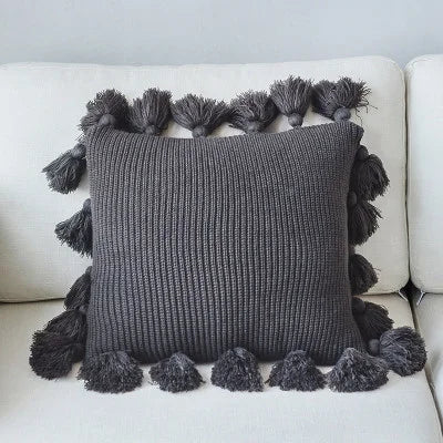 DecorBites™ Knit Cushion Cover 45*45cm Soft Solid Pillow Case for Sofa Bed Nursery