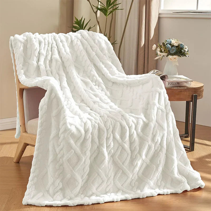 Decobites Super Soft Furry Throw Blanket for Girls Women, Stylish Design, Cozy & Warm