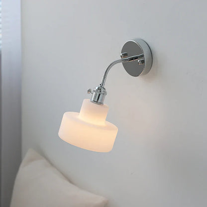 DecorBites™ Adjustable Arm LED Wall Light Fixture with Pull Chain Switch, White Glass