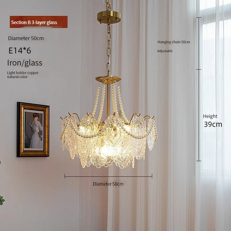 DecorBites™ Clear Glass LED Chandelier: Modern French Style for Living Room, Bedroom, Kitchen.