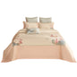 Decobites Pink Satin Jacquard Lotus Duvet Set 4Pcs Queen King Bedlinens