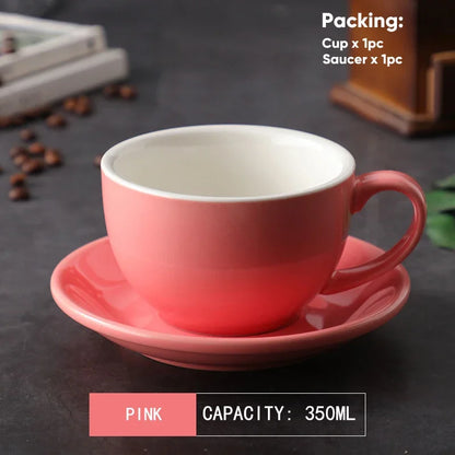 طقم أكواب قهوة لاتيه سيراميك وصحن من ديكوربايتس™ سعة 350 مل - طقم من قطعتين