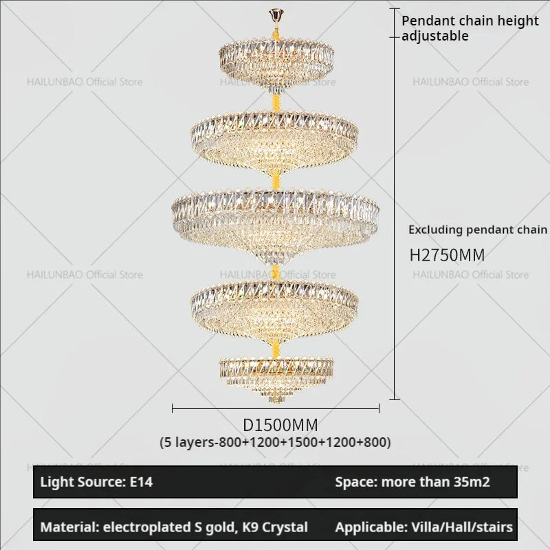 DecorBites™ Crystal Living Room Chandelier: Modern Luxury High-Rise Villa Personality Creative Hotel Décor