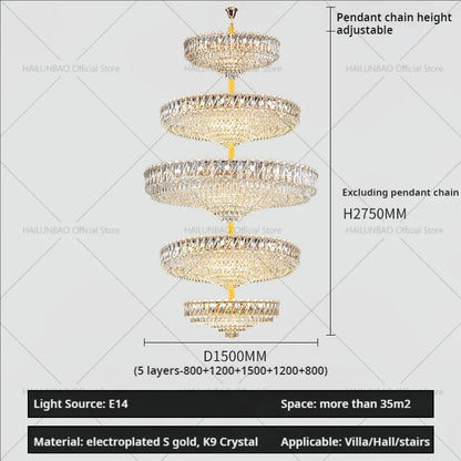 DecorBites™ Crystal Living Room Chandelier: Modern Luxury High-Rise Villa Personality Creative Hotel Décor