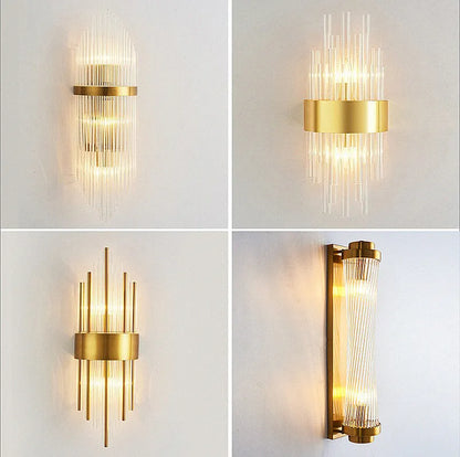 DecorBites™ Crystal Wall Lamp: Elegant Golden LED Sconce for Bedroom, Living Room & Bathroom
