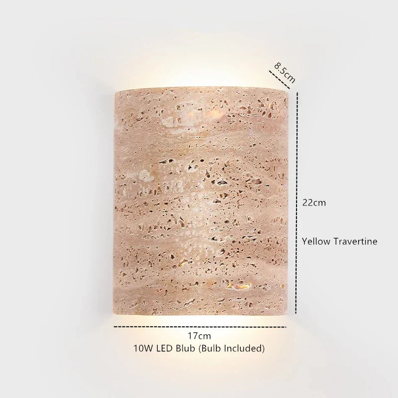 Aplique de pared DecorBites™ con interruptor de botón LED en cristal blanco travertino amarillo - Diseño nórdico moderno