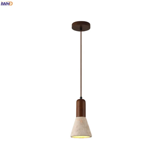 DecorBites™ Japanese Vintage LED Pendant Light, Yellow Travertine Wabi Sabi Hanging Lamp
