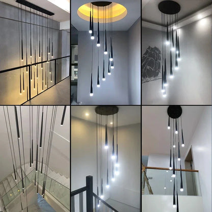 Lámpara de techo LED negra DecorBites™: Iluminación elegante para escaleras, decoración del hogar y sala de estar