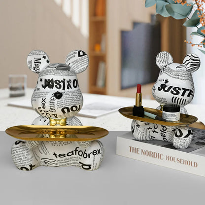 DecorBites™ Graffiti Bear Figurine | Modern Home Decor Statue | Keys Storage Shelf Sculpture