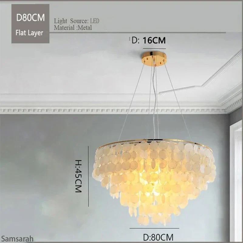 DecorBites™ Gold Chrome Metal Shell Chandelier for Restaurant Living Room Hotel Hall