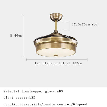 DecorBites™ Brushed Copper LED Ceiling Fan with Remote Control - 6 Speeds