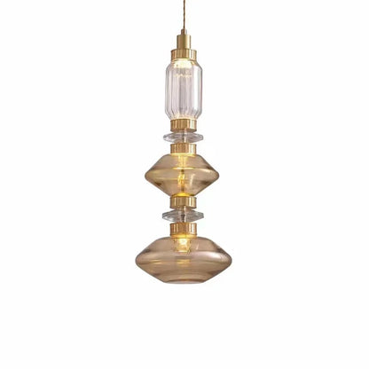 DecorBites™ LED Glass Chandelier: Clear Amber Glass, Adjustable Wire 200cm, Modern Lighting Fixtures