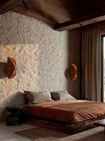 DecorBites™ Japanese Wabi-Sabi Ratta Weaving Wall Sconce for Home Decor